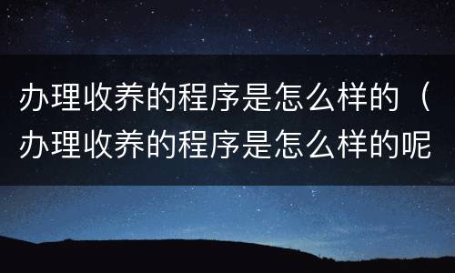 办理收养的程序是怎么样的（办理收养的程序是怎么样的呢）