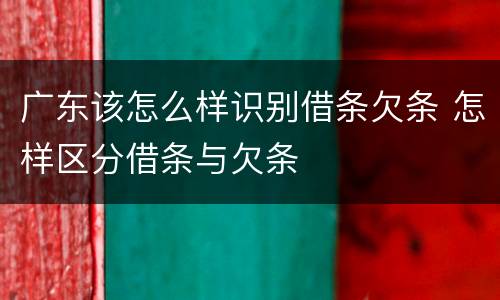广东该怎么样识别借条欠条 怎样区分借条与欠条