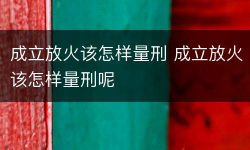 成立放火该怎样量刑 成立放火该怎样量刑呢