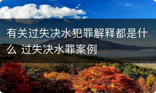 有关过失决水犯罪解释都是什么 过失决水罪案例
