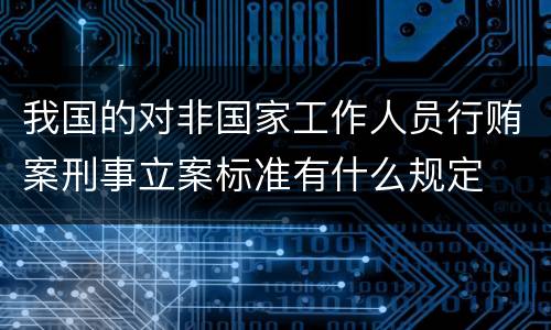 我国的对非国家工作人员行贿案刑事立案标准有什么规定