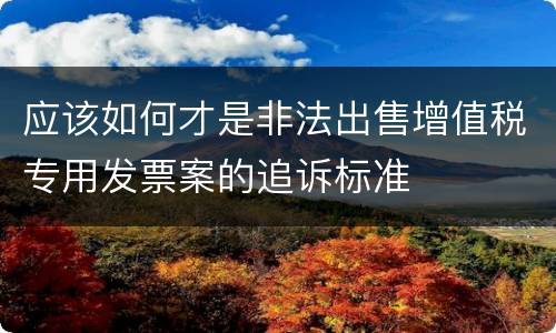 应该如何才是非法出售增值税专用发票案的追诉标准