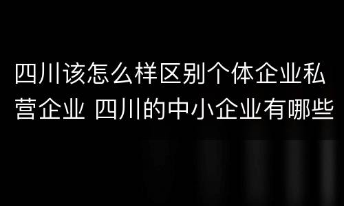 四川该怎么样区别个体企业私营企业 四川的中小企业有哪些