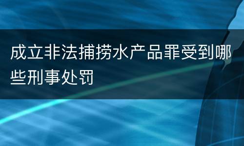 成立非法捕捞水产品罪受到哪些刑事处罚
