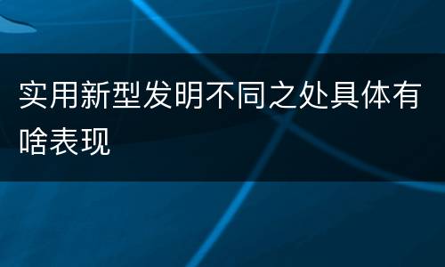 实用新型发明不同之处具体有啥表现