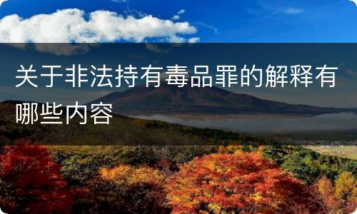 关于非法持有毒品罪的解释有哪些内容