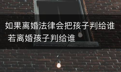 如果离婚法律会把孩子判给谁 若离婚孩子判给谁