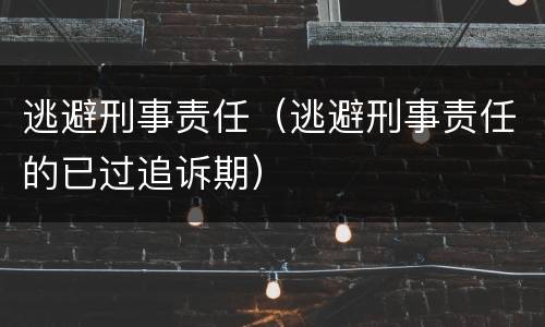 逃避刑事责任（逃避刑事责任的已过追诉期）