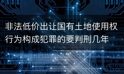非法低价出让国有土地使用权行为构成犯罪的要判刑几年