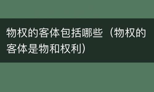 物权的客体包括哪些（物权的客体是物和权利）