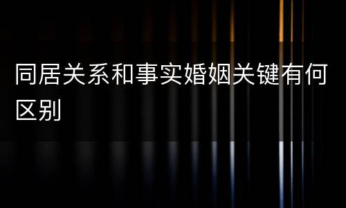 同居关系和事实婚姻关键有何区别