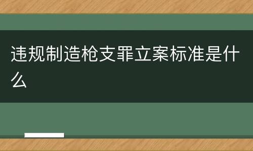 违规制造枪支罪立案标准是什么