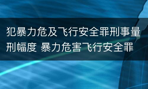 犯暴力危及飞行安全罪刑事量刑幅度 暴力危害飞行安全罪