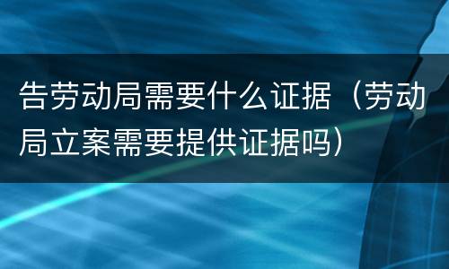告劳动局需要什么证据（劳动局立案需要提供证据吗）