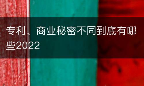 专利、商业秘密不同到底有哪些2022