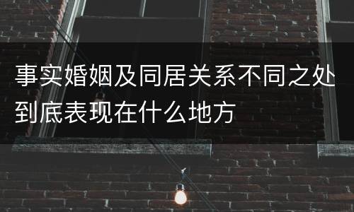 事实婚姻及同居关系不同之处到底表现在什么地方