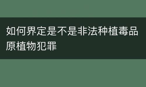 如何界定是不是非法种植毒品原植物犯罪