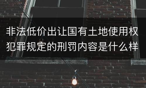 非法低价出让国有土地使用权犯罪规定的刑罚内容是什么样的
