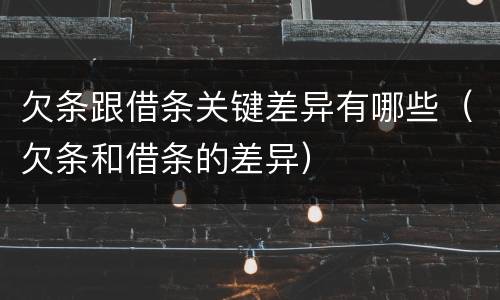 欠条跟借条关键差异有哪些（欠条和借条的差异）