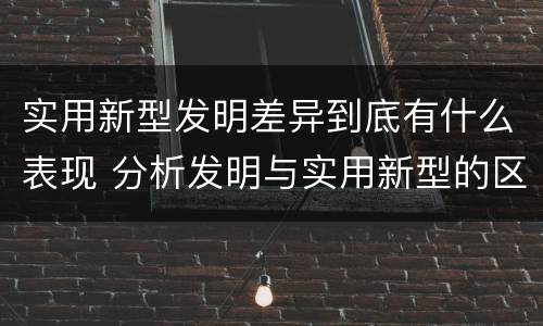 实用新型发明差异到底有什么表现 分析发明与实用新型的区别