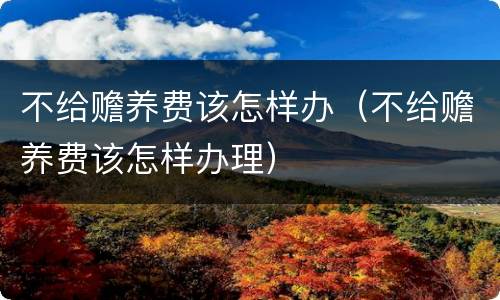 不给赡养费该怎样办（不给赡养费该怎样办理）