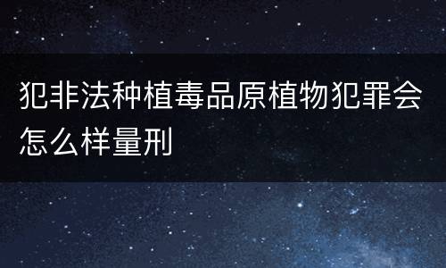 犯非法种植毒品原植物犯罪会怎么样量刑