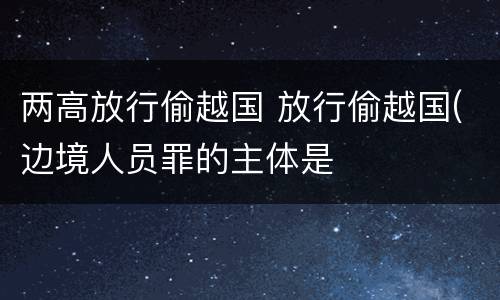两高放行偷越国 放行偷越国(边境人员罪的主体是