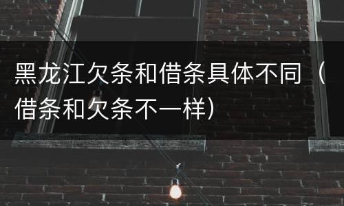 黑龙江欠条和借条具体不同（借条和欠条不一样）