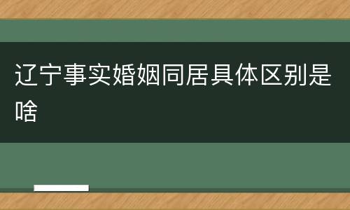 辽宁事实婚姻同居具体区别是啥