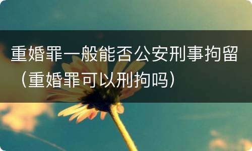 重婚罪一般能否公安刑事拘留（重婚罪可以刑拘吗）