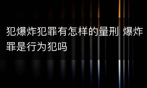 犯爆炸犯罪有怎样的量刑 爆炸罪是行为犯吗