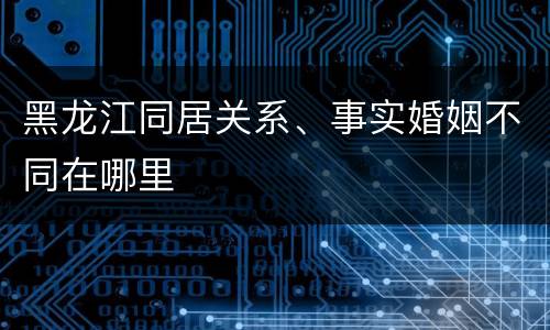 黑龙江同居关系、事实婚姻不同在哪里