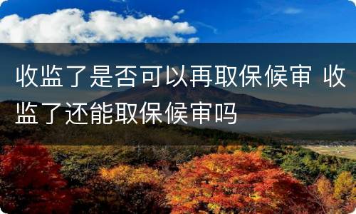 收监了是否可以再取保候审 收监了还能取保候审吗