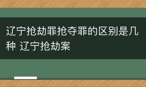 辽宁抢劫罪抢夺罪的区别是几种 辽宁抢劫案