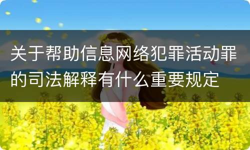 关于帮助信息网络犯罪活动罪的司法解释有什么重要规定