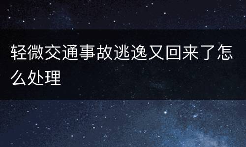 轻微交通事故逃逸又回来了怎么处理