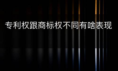 专利权跟商标权不同有啥表现