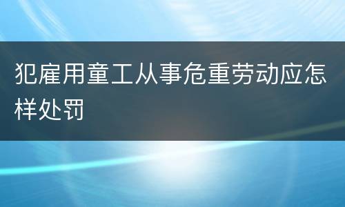 犯雇用童工从事危重劳动应怎样处罚