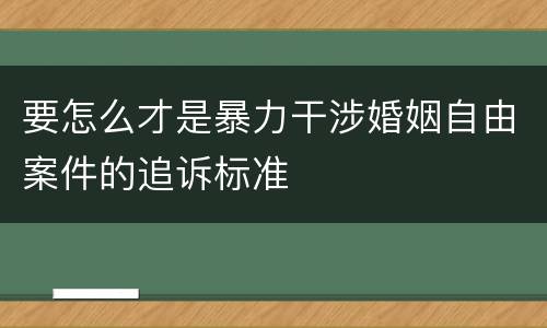 要怎么才是暴力干涉婚姻自由案件的追诉标准