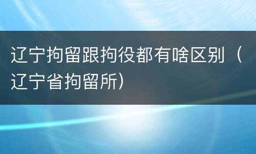 辽宁拘留跟拘役都有啥区别（辽宁省拘留所）