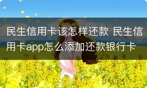 民生信用卡该怎样还款 民生信用卡app怎么添加还款银行卡