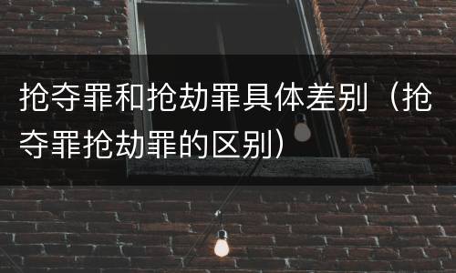 抢夺罪和抢劫罪具体差别（抢夺罪抢劫罪的区别）