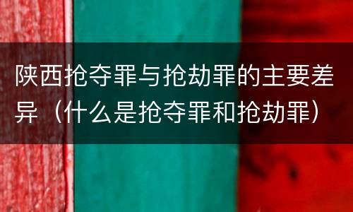 陕西抢夺罪与抢劫罪的主要差异（什么是抢夺罪和抢劫罪）