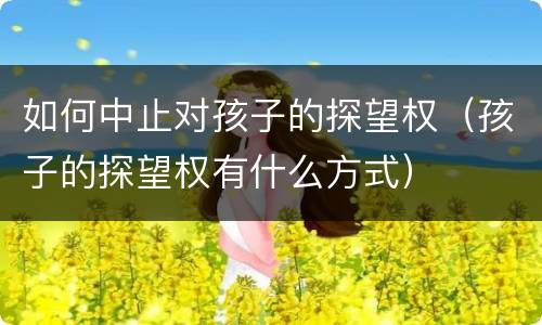 如何中止对孩子的探望权（孩子的探望权有什么方式）