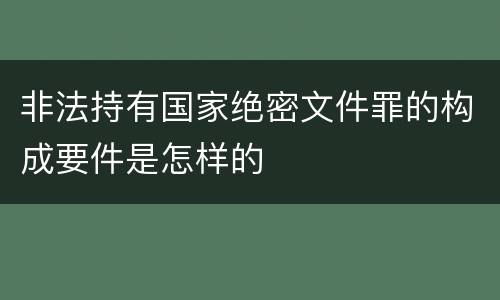 非法持有国家绝密文件罪的构成要件是怎样的