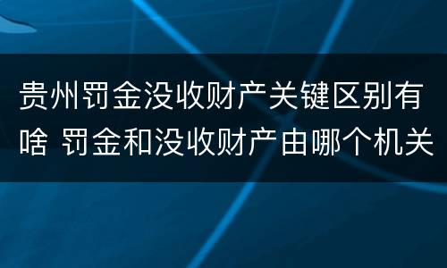 贵州罚金没收财产关键区别有啥 罚金和没收财产由哪个机关执行
