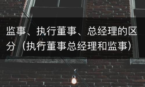 监事、执行董事、总经理的区分（执行董事总经理和监事）