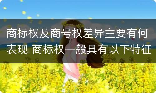 商标权及商号权差异主要有何表现 商标权一般具有以下特征