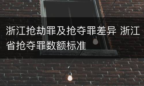 浙江抢劫罪及抢夺罪差异 浙江省抢夺罪数额标准
