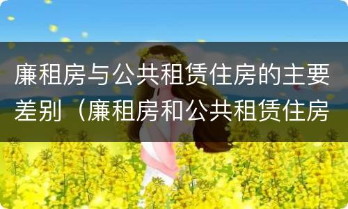廉租房与公共租赁住房的主要差别（廉租房和公共租赁住房的区别）